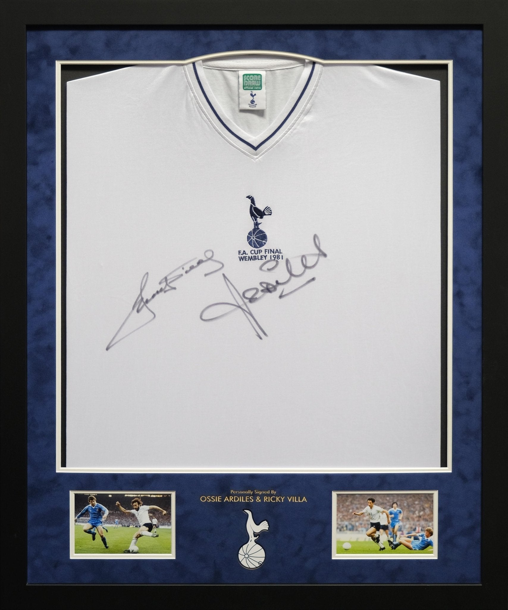 Ricky Villa and Ossie Ardiles Signed Spurs Shirt Framed Display - Memorabilia Framers Shop